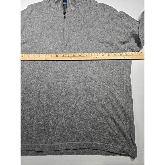 Eddie Bauer Wool Mens XL 1/4 Zip Pullover Sweater Merino Cotton Gray Long Sleeve - Picture 5 of 7